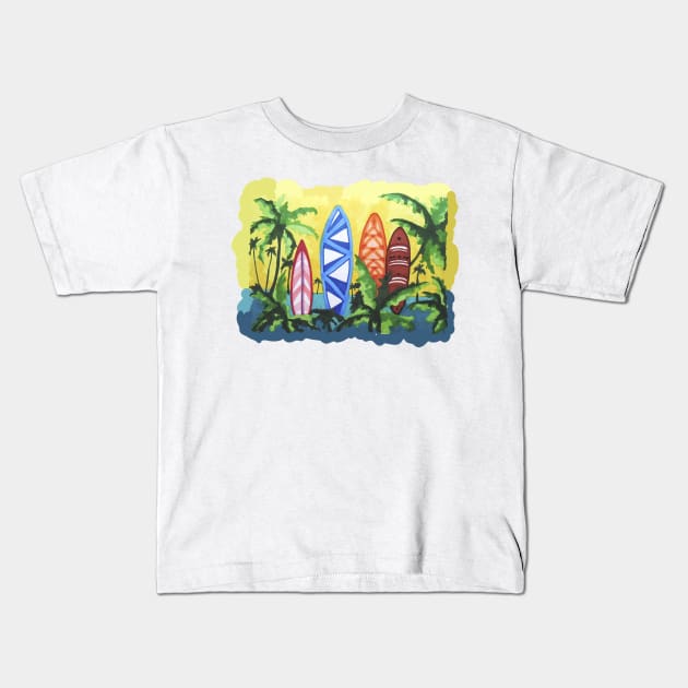 Surfing Kids T-Shirt by Kuhtina